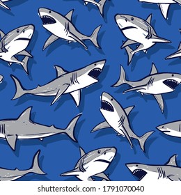 Seamless Pattern Of A Shark Vector Background Elements