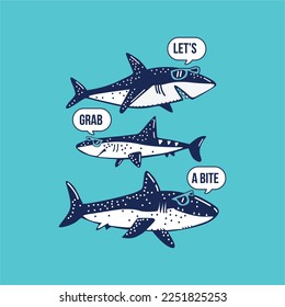 Seamless pattern of a Shark vector background elements