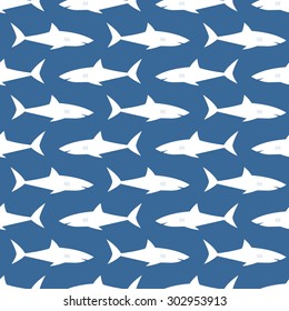Seamless pattern with sharks