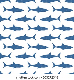 Seamless pattern with sharks