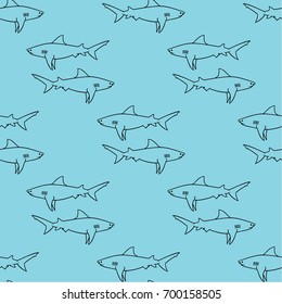 Seamless pattern with sharks