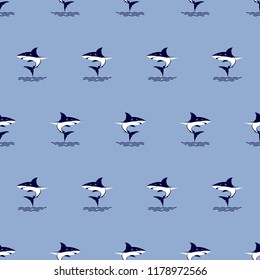Seamless pattern with Sharks. Cute Marine pattern for fabric, baby clothes, background, textile,wrapping paper and other decoration.Vector illustration