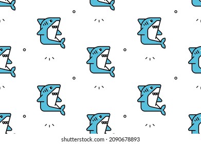 Seamless pattern with Sharks. Icon design. Template elements