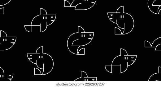 Seamless pattern with Sharks. isolated on white background