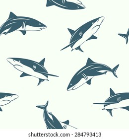 Seamless pattern with sharks. Vector EPS8 illustration. 