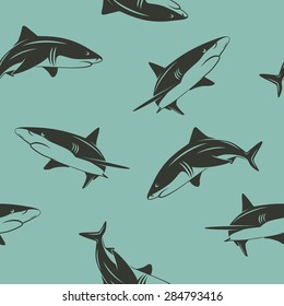 Seamless pattern with sharks. Vector EPS8 illustration. 