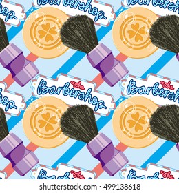  Seamless pattern with shaving tools. Vector clip art.