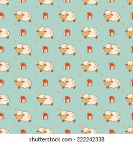 Seamless pattern with sheep