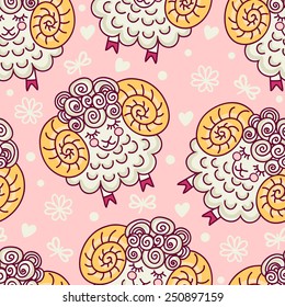 Seamless pattern with sheep.