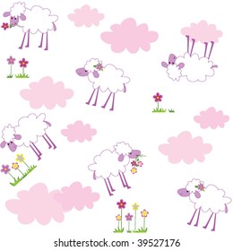 Seamless pattern with sheep