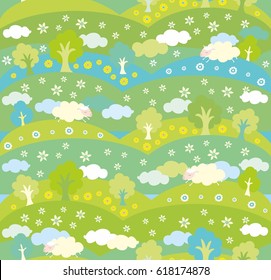 Seamless pattern with sheep