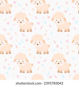 Seamless Pattern. Sheep baby on white background . vector , illustration.