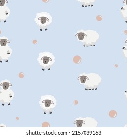 patrón transparente con fondo de caricatura de ovejas 