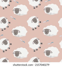 seamless pattern with sheep cartoon background 