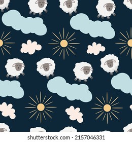 seamless pattern with sheep cartoon background 