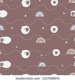seamless pattern with sheep cartoon background 