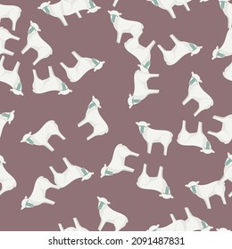 Patrón de ovejas sin foco. Animales domésticos de fondo colorido. Ilustración vectorial para impresiones textiles, tela, carteles, fondo y papel pintado.