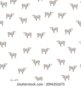 Patrón de ovejas sin foco. Animales domésticos de fondo colorido. Ilustración vectorial para impresiones textiles, tela, carteles, fondo y papel pintado.