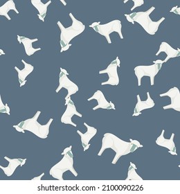 Seamless pattern of sheep. Domestic animals on colorful background. Vector illustration for textile prints, fabric, banners, backdrops and wallpapers.