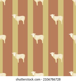 Patrón de ovejas sin foco. Animales domésticos de fondo colorido. Ilustración vectorial para impresiones textiles, tela, carteles, fondo y papel pintado.