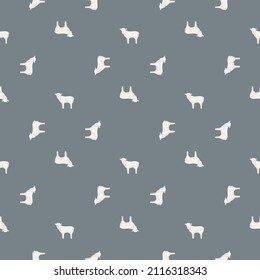 Seamless pattern of sheep. Domestic animals on colorful background. Vector illustration for textile prints, fabric, banners, backdrops and wallpapers.