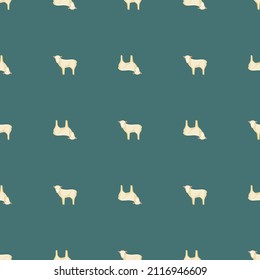 Seamless pattern of sheep. Domestic animals on colorful background. Vector illustration for textile prints, fabric, banners, backdrops and wallpapers.