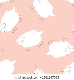 Seamless pattern with sheep. Graphic print with animal.