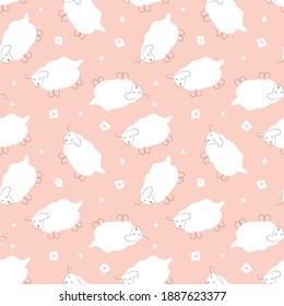 Seamless pattern with sheep. Graphic print with animal.