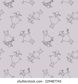 Seamless pattern with sheep grey