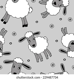 Seamless pattern with sheep grey-3