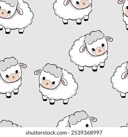 seamless pattern sheep hand drawn kids print