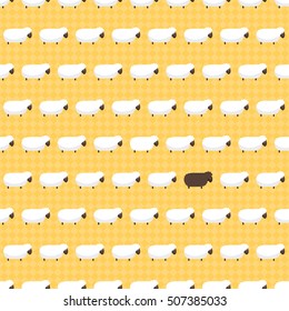 seamless pattern sheep kids on yellow background wallpaper white black vector textile