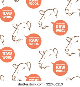 Seamless Pattern with sheep. Perfect design for farming industry, original packaging and other types of bio product business. Modern business identity for bio products and agricultural industry.