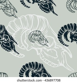 Seamless pattern with sheep skull. Can be used for wallpaper, pattern fills, web page background, surface textures.