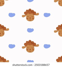 seamless pattern of sheep. Template for notebook covers, pattern for wallpapers, textile. Flat vector childish ilustration.