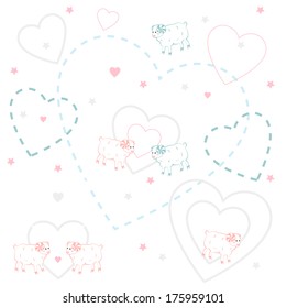 Seamless pattern with sheep . Vector  illustration.