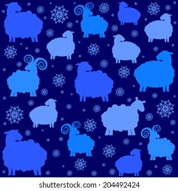 Seamless pattern with sheep. Vector Illustration