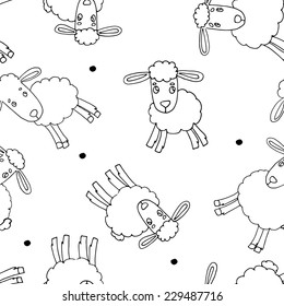 Seamless pattern with sheep white-3