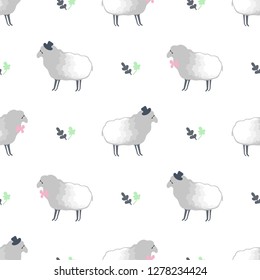 Seamless pattern with sheeps.