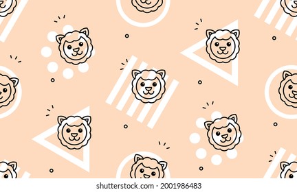 Seamless pattern with sheeps. Icon design. Template elements