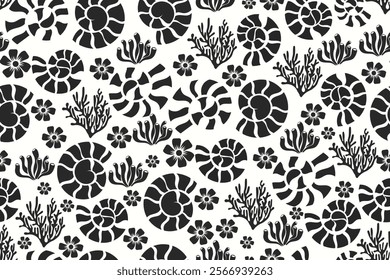 seamless pattern of shells in flat vector for background,cover,wallpaper,etc