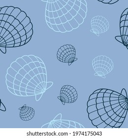 Seamless pattern with shells, isolated vector illustration