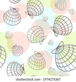 Seamless pattern with shells, isolated vector illustration