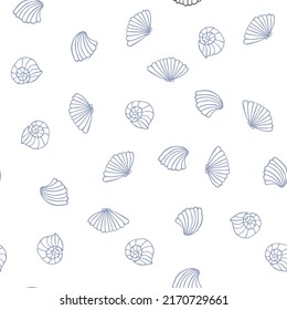 Seamless Pattern Of Shells On A White Background. Sea Ocean Template