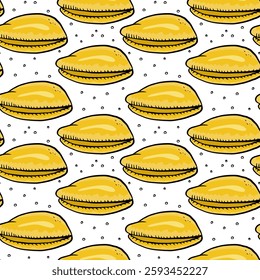 Seamless pattern shells sea ocean print design marine on white background