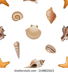 seamless pattern with shells. summer texture with seashells.