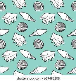Seamless pattern with shells. Vector