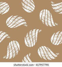 Seamless pattern with shells. White and iced coffee color. Vector illustration