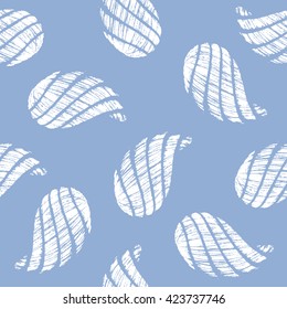 Seamless pattern with shells. White and serenity color. Vector illustration