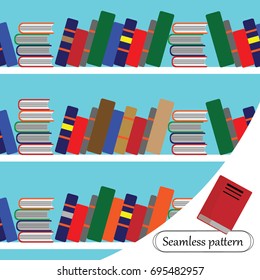 Seamless pattern with shelves of books. Vector illustration.